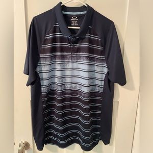 Oakley polo, dark navy, silver, XL. EUC